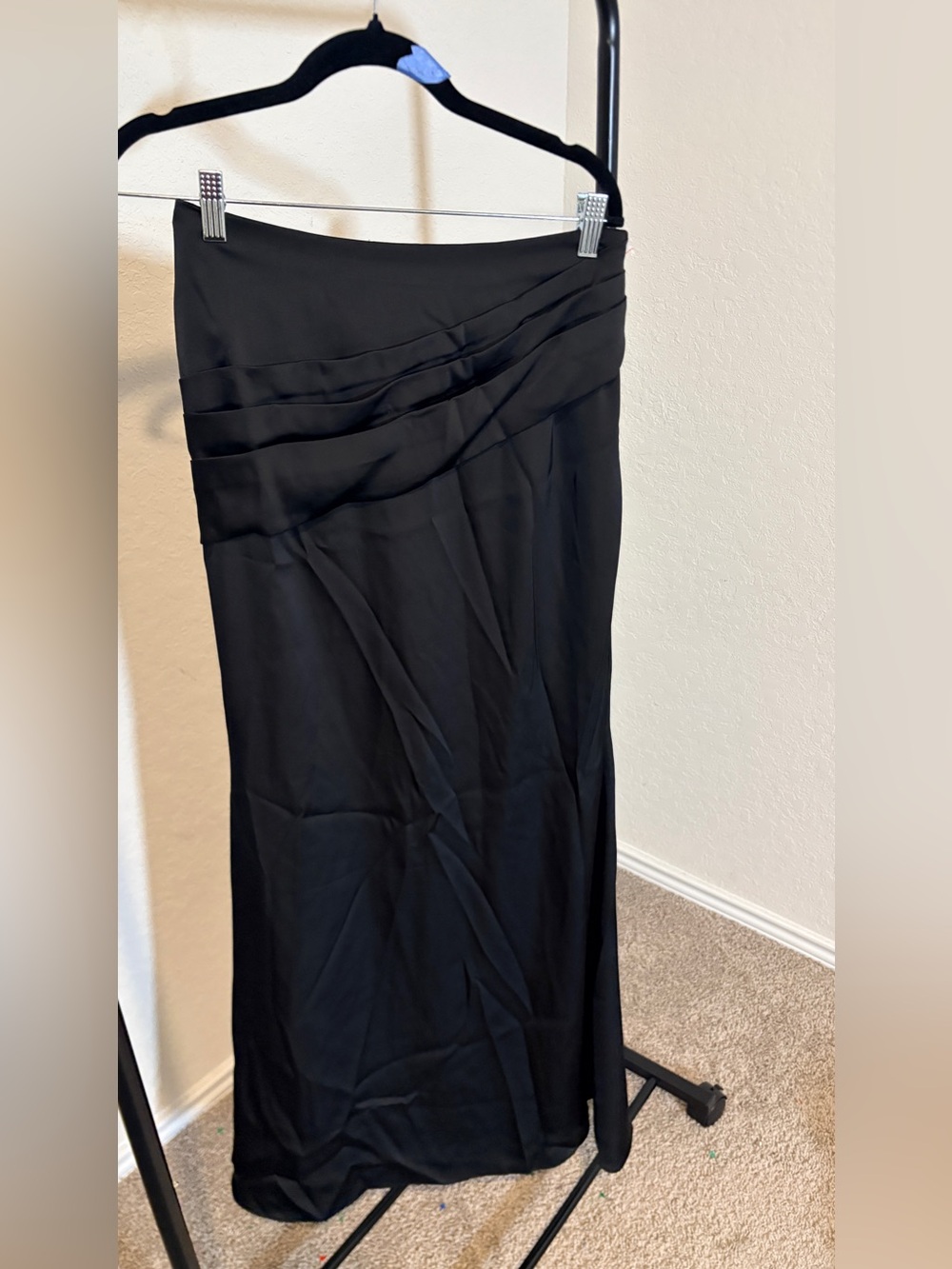Azazie Black Maxi Skirt with Draped Waistband